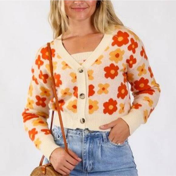 NEW HYFVE Daisy Floral Cardigan and Tank Top Two Piece Matching Set - Picture 1 of 10